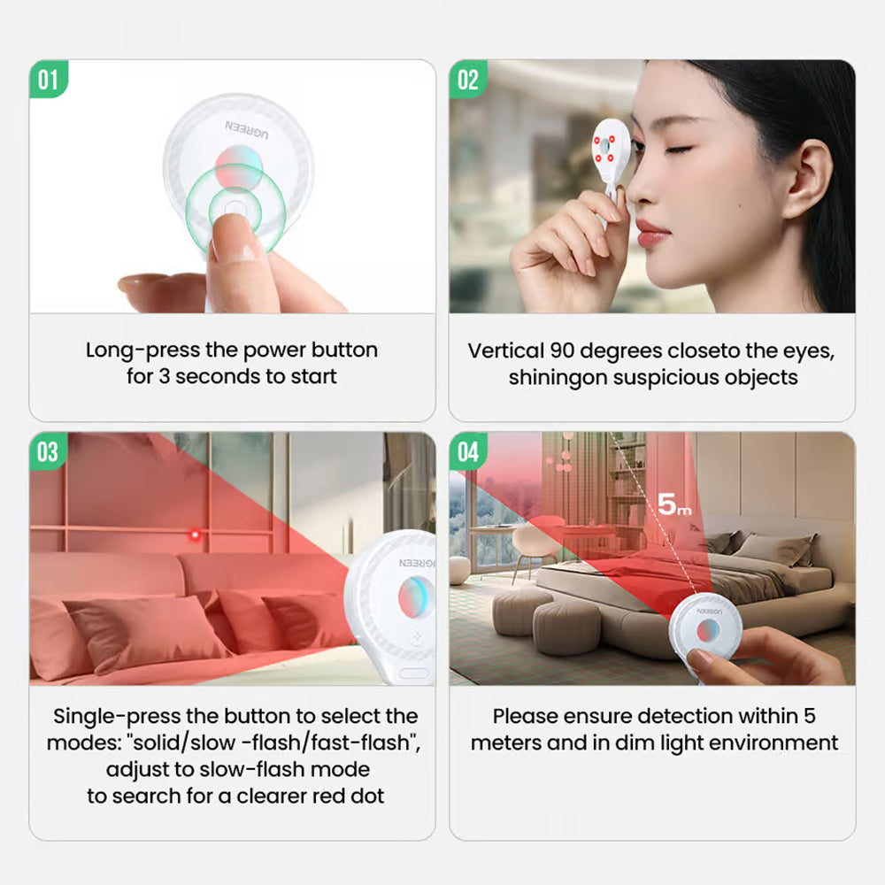 Детектор за скрити камери UGREEN LP793 (35579), Черен