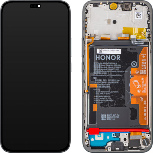 Дисплей с тъчскрийн Honor 400 Lite, с рамка и батерия, черен (Velvet Black), сервизен пакет 0235ANSY