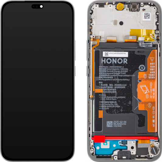 Дисплей с тъчскрийн Honor 400 Lite, с рамка и батерия, Сив (Velvet Grey), Сервизен пакет 0235ANTA