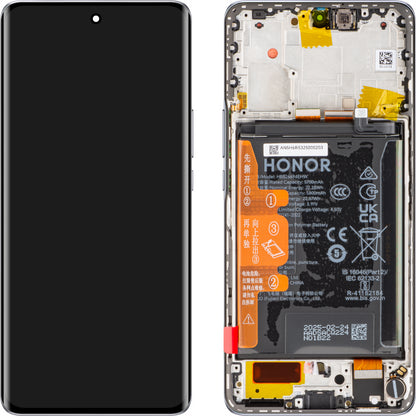 Дисплей с тъчскрийн Honor X50, с рамка и батерия, сребрист, Service Pack 0235AGJH