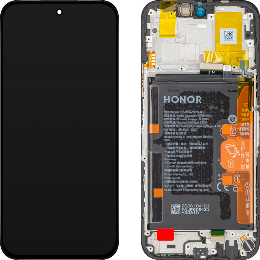 Дисплей с тъчскрийн Honor X6c, с рамка и батерия, черен (Midnight Black), сервизен пакет 0235APGS