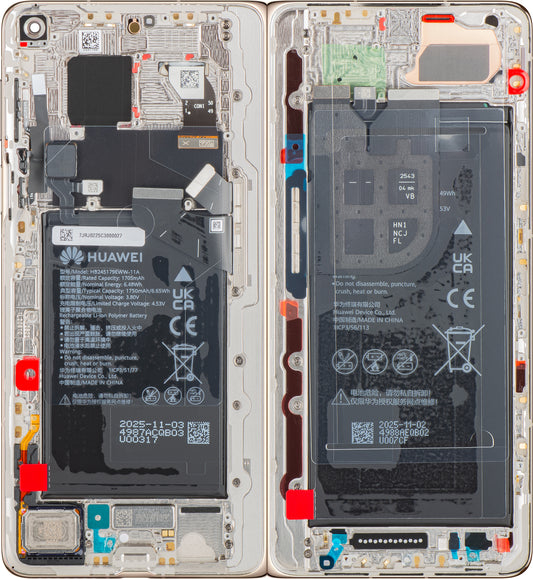 Дисплей с тъчскрийн Huawei Mate X7, с рамка и батерия, златист, Service Pack 02357JRJ