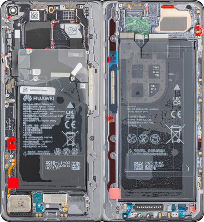 Дисплей с тъчскрийн Huawei Mate X7, с рамка и батерия, сив, Service Pack 02357JRM