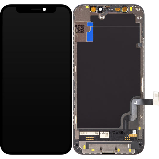 JK Тъчскрийн дисплей за Apple iPhone 12 mini, с рамка, версия с вграден LCD дисплей, черен