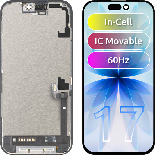 Дисплей с тъчскрийн JK за Apple iPhone 17, с рамка, версия LCD In-Cell IC Movable, черен