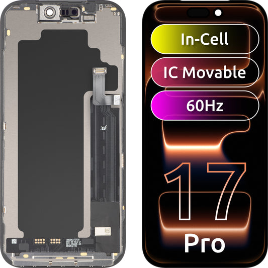 Дисплей с тъчскрийн JK за Apple iPhone 17 Pro, с рамка, версия LCD In-Cell IC Movable, черен