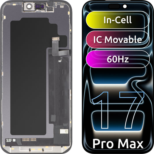 Дисплей с тъчскрийн JK за Apple iPhone 17 Pro Max, с рамка, версия LCD In-Cell IC Movable, черен