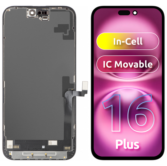 Дисплей с тъчскрийн JK за Apple iPhone 16 Plus, с рамка, версия LCD In-Cell IC Movable, черен