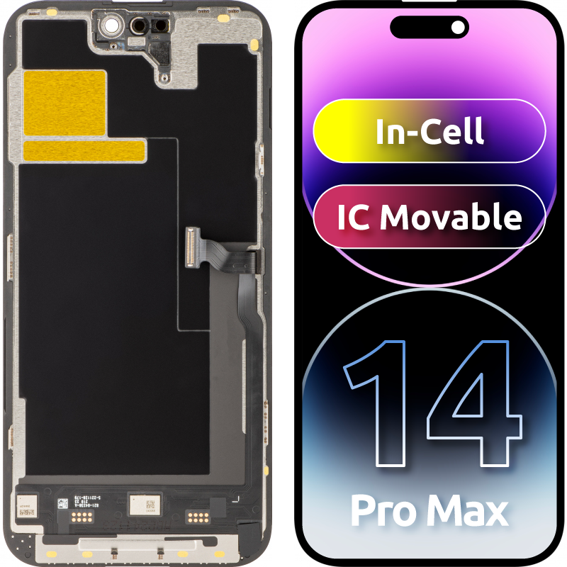 JK Сензорен дисплей за Apple iPhone 14 Pro Max, с рамка, версия с подвижен LCD дисплей, черен