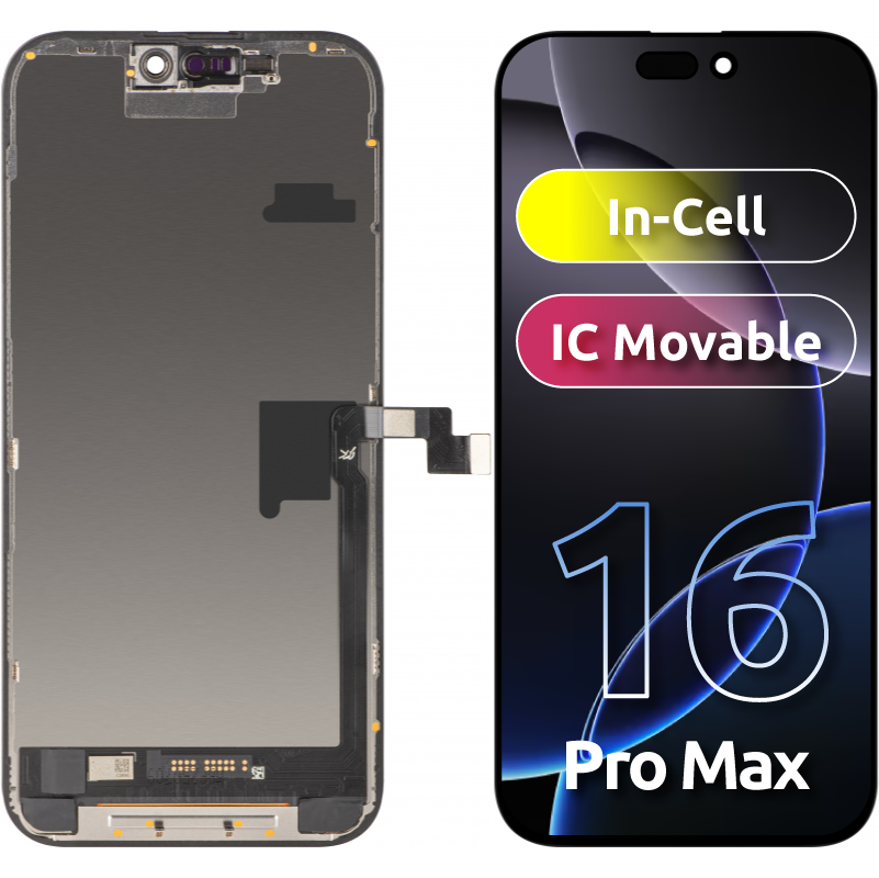 Дисплей с тъчскрийн JK за Apple iPhone 16 Pro Max, с рамка, версия LCD In-Cell IC Movable, черен