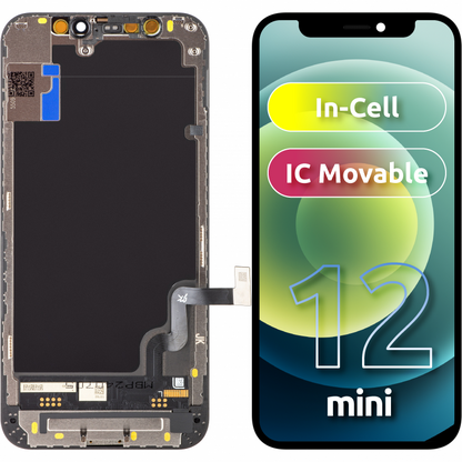 JK Тъчскрийн дисплей за Apple iPhone 12 mini, с рамка, версия с вграден LCD дисплей, черен 