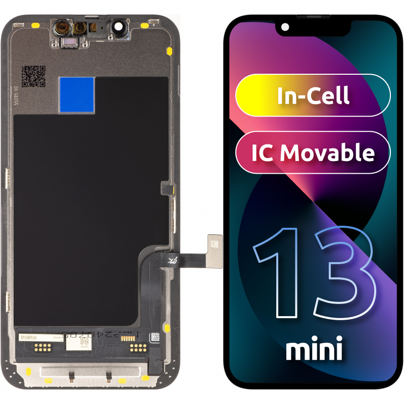 JK Сензорен дисплей за Apple iPhone 13 mini, с рамка, версия In-Cell LCD, черен 