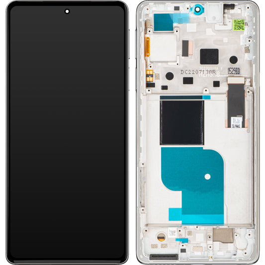 Сензорен дисплей Motorola Edge 30 Pro, с рамка, сребрист (Stardust White), сервизен пакет 5D68C20277