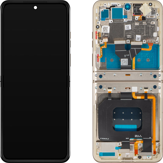 Дисплей с тъчскрийн Motorola Razr 2024 / Razr 50, с рамка, подложка, крем (Пумис Стоун), сервизен пакет 5D68C24807