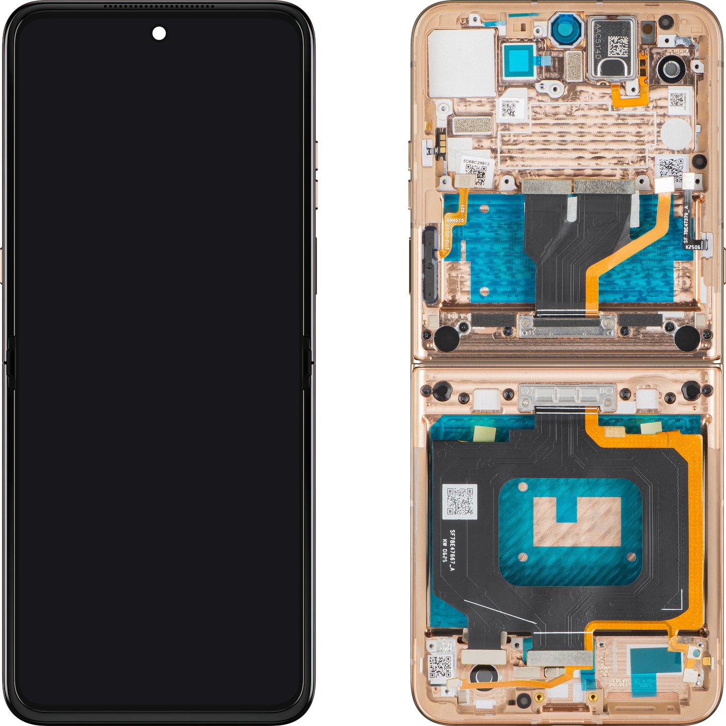 Дисплей с тъчскрийн Motorola Razr 60 Ultra, с рамка, подложка, бежов (Mountain Trail), сервизен пакет 5D68C30087