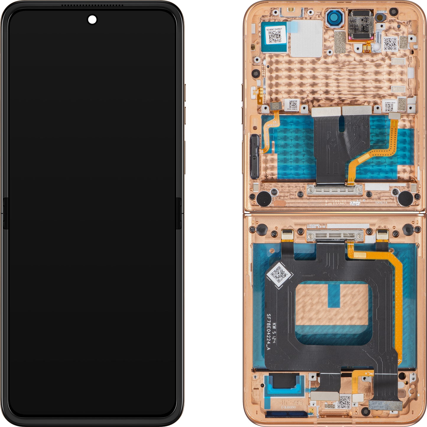 Дисплей с тъчскрийн Motorola Razr+ 2025 / Razr+ 2024 / Razr 50 Ultra, с рамка, Sub Inner, оранжев (Peach Fuzz), Service Pack 5D68C24597