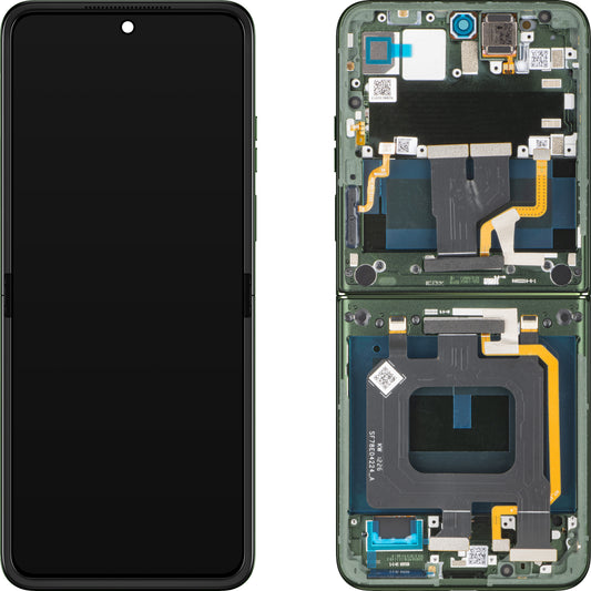 Дисплей с тъчскрийн Motorola Razr 70 Plus, с рамка, под вътрешна част, зелен (Pantone Mountain View) Service Pack 5D68C32313