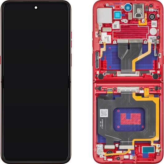 Дисплей с тъчскрийн Motorola Razr 60 Ultra, с рамка, подложка, червен (Rio Red), сервизен пакет 5D68C30153