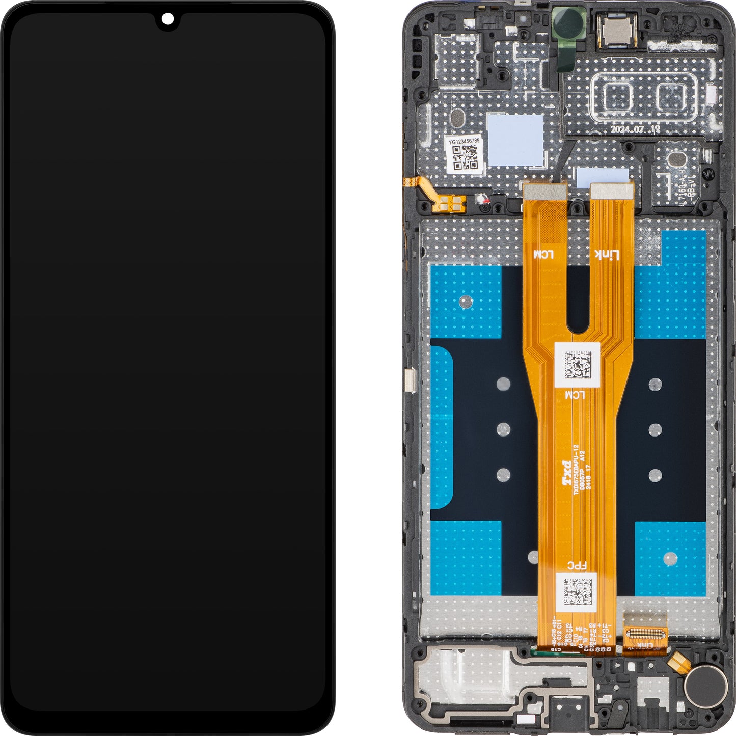 Дисплей с тъчскрийн MP, съвместим с Samsung Galaxy A06 A065, с рамка, черен