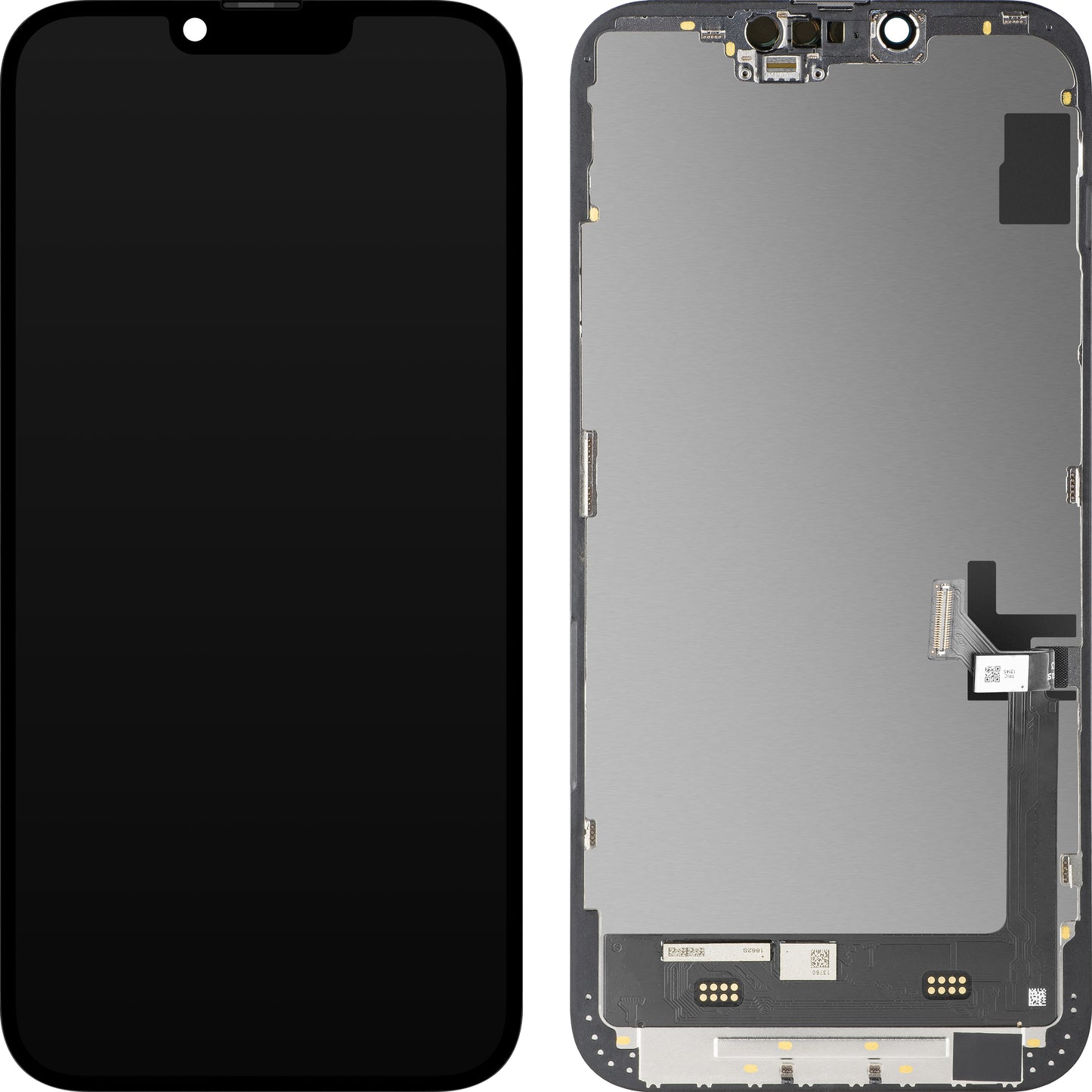Дисплей с тъчскрийн MP, съвместим с Apple iPhone 14 Plus, с рамка, версия Soft OLED FHD Diagnostic, черен