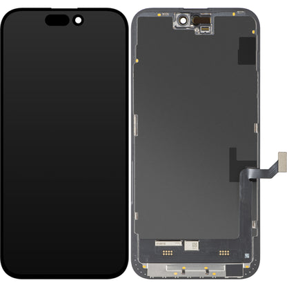 Дисплей с тъчскрийн MP, съвместим с Apple iPhone 15 Plus, с рамка, версия Soft OLED FHD IC Movable, черен