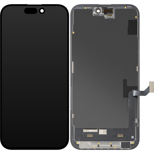 Дисплей с тъчскрийн MP, съвместим с Apple iPhone 15 Plus, с рамка, версия Soft OLED FHD IC Movable, черен