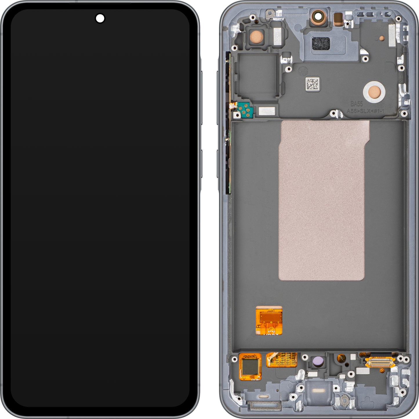 Дисплей с тъчскрийн MP, съвместим с Samsung Galaxy A56 A566, с рамка, OLED версия, черен