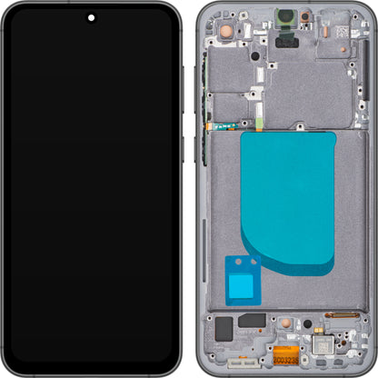 Дисплей с тъчскрийн MP, съвместим с Samsung Galaxy S23 FE S711, с рамка, черен