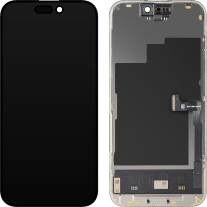 Дисплей с тъчскрийн MP, съвместим с Apple iPhone 15 Pro, с рамка, версия Soft OLED FHD 120Hz Diagnostic, черен