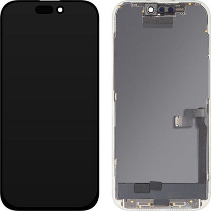 Дисплей с тъчскрийн MP, съвместим с Apple iPhone 16 Pro, с рамка, OLED FHD версия за диагностика, черен