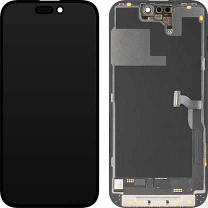 Дисплей с тъчскрийн MP, съвместим с Apple iPhone 14 Pro, с рамка, OLED FHD версия за диагностика, черен