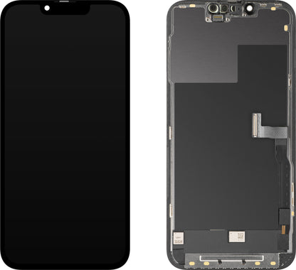 Дисплей с тъчскрийн MP, съвместим с Apple iPhone 13 Pro, с рамка, OLED FHD версия за диагностика, черен
