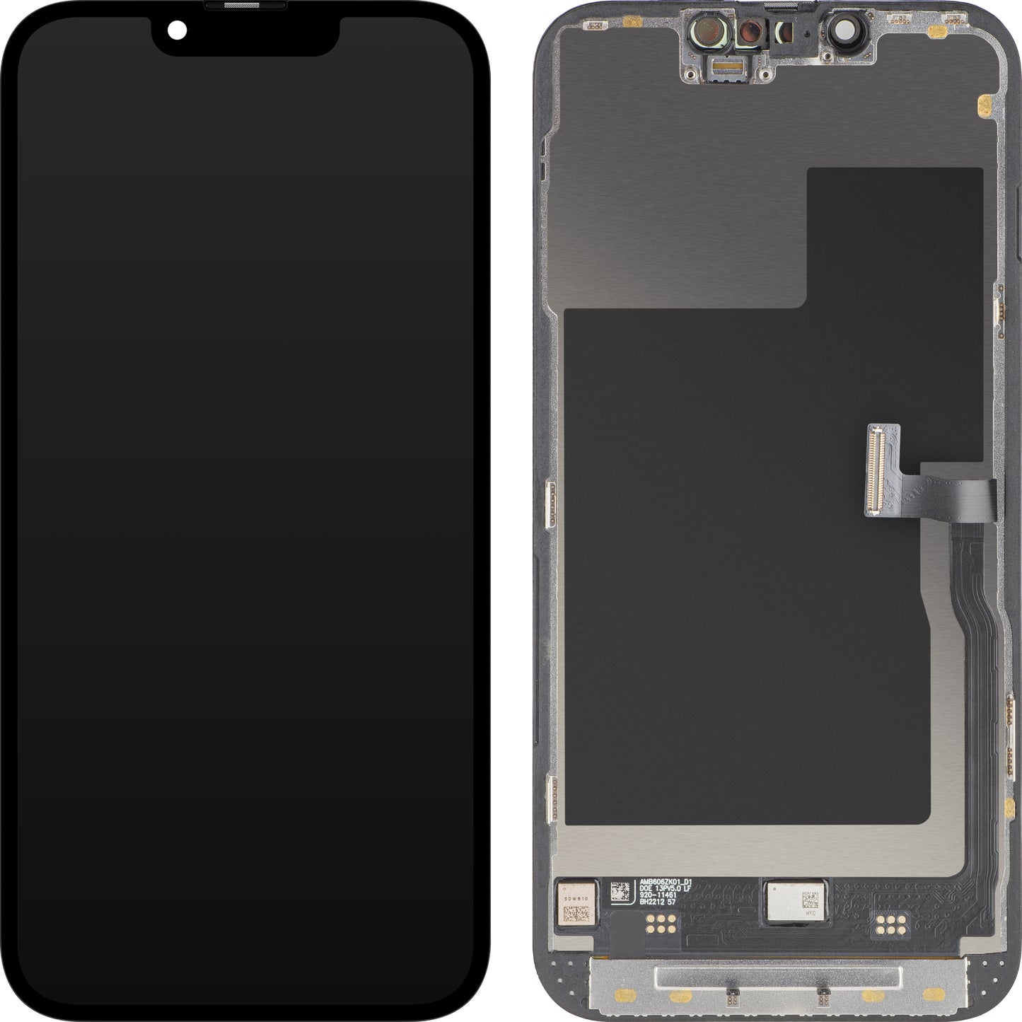 Дисплей с тъчскрийн MP, съвместим с Apple iPhone 13 Pro, с рамка, премиум версия Soft OLED FHD 120Hz, черен