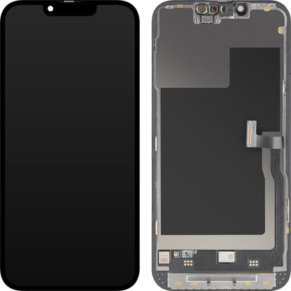 Дисплей с тъчскрийн MP, съвместим с Apple iPhone 13 Pro, с рамка, премиум версия Soft OLED FHD 120Hz, черен