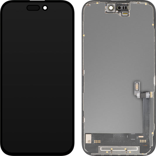 Дисплей с тъчскрийн MP, съвместим с Apple iPhone 16, с рамка, версия Soft OLED FHD 120Hz IC Movable, черен