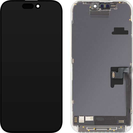 Дисплей с тъчскрийн MP, съвместим с Apple iPhone 16 Pro, с рамка, версия Soft OLED FHD 120Hz IC Movable, черен