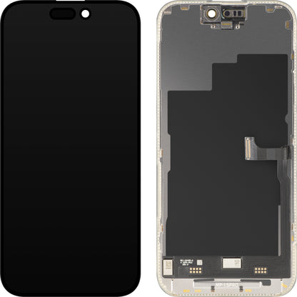 Дисплей с MP сензорен екран, съвместим с Apple iPhone 15 Pro, с рамка, премиум версия Soft OLED FHD 120Hz диагностичен, черен