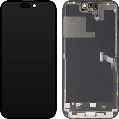 Дисплей с MP сензорен екран, съвместим с Apple iPhone 14 Pro, с рамка, премиум версия Soft OLED FHD 120Hz диагностичен, черен