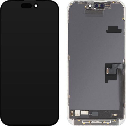Дисплей с MP сензорен екран, съвместим с Apple iPhone 16 Pro, с рамка, софтуерна версия OLED FHD 120Hz диагностичен, черен