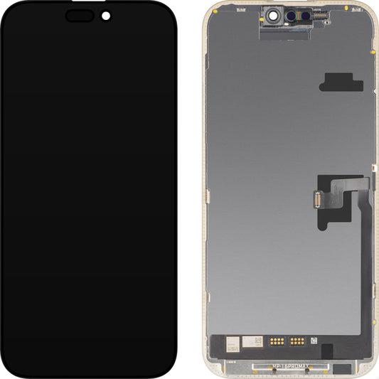 Дисплей с MP сензорен екран, съвместим с Apple iPhone 16 Pro Max, с рамка, софтуерна версия OLED FHD Diagnostic, черен