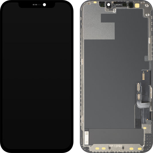 Дисплей с тъчскрийн MP съвместим с Apple iPhone 12 / 12 Pro, с рамка, версия OLED FHD IC Movable, черен