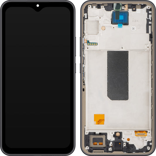 Дисплей с MP сензорен екран, съвместим със Samsung Galaxy A34 A346, с рамка, черен (графит), повторно опакован