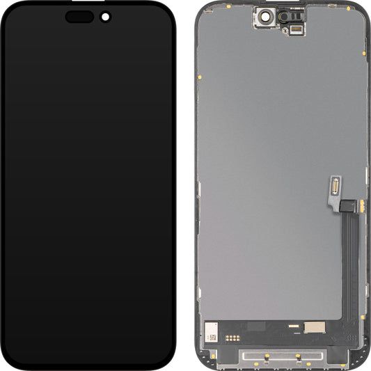 Дисплей с тъчскрийн MP съвместим с Apple iPhone 16 Plus, с рамка, софтуерна версия OLED FHD 120Hz диагностичен, черен