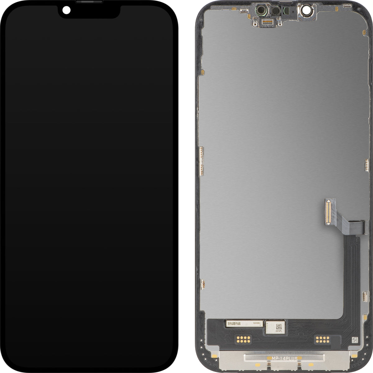 Дисплей с тъчскрийн MP съвместим с Apple iPhone 14 Plus, с рамка, премиум версия софт OLED FHD 120Hz диагностичен, черен