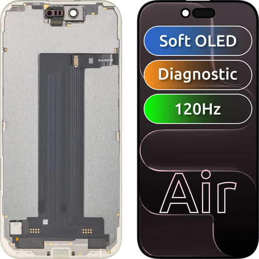 Дисплей с MP сензорен екран, съвместим с Apple iPhone 17 Air, с рамка, софтуерна версия OLED FHD 120Hz диагностичен, черен