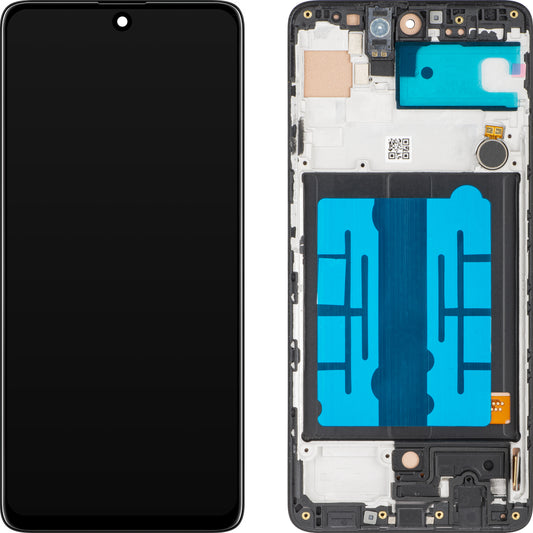 MP сензорен дисплей, съвместим със Samsung Galaxy A51 A515, с рамка, черен 