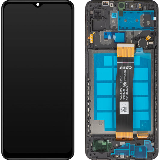 MP сензорен дисплей, съвместим със Samsung Galaxy A12 Nacho A127, с рамка, черен