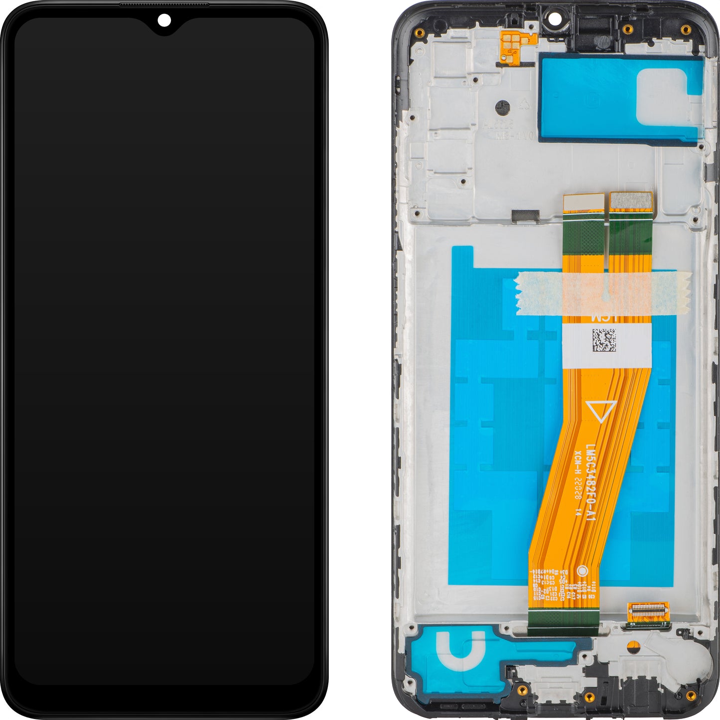 Дисплей с тъчскрийн MP, съвместим с Samsung Galaxy A03s A037, с рамка, версия F, черен