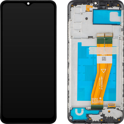 Дисплей с тъчскрийн MP, съвместим с Samsung Galaxy A03s A037, с рамка, версия F, черен