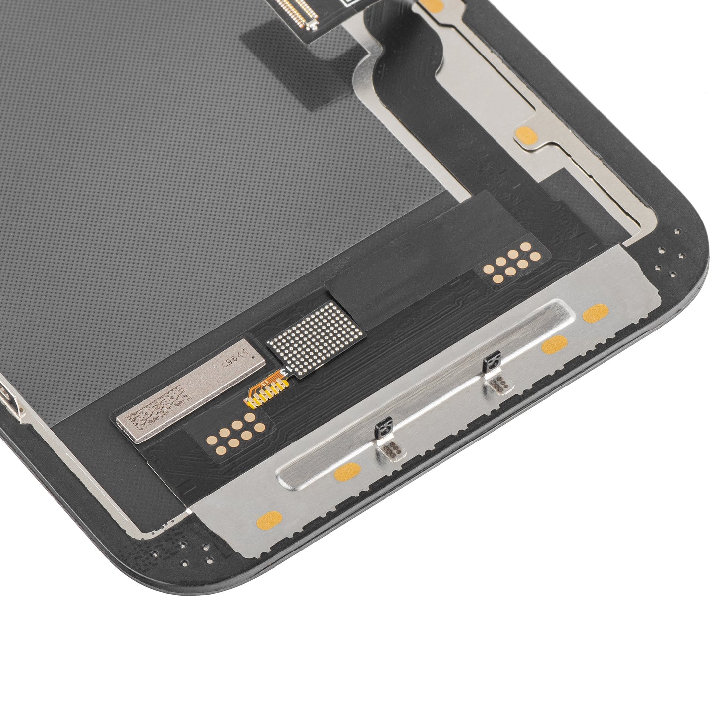 Дисплей с тъчскрийн MP, съвместим с Apple iPhone 13, с рамка, версия Soft OLED IC Movable FHD, черен